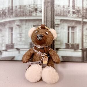 Coach 77676 Collectible Bear Bag Charm In Signature Canvas